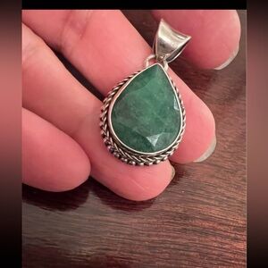 BJC samuel benham sterling silver emerald pendant
